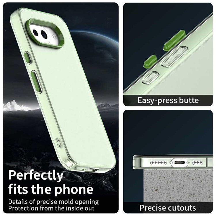 For Google Pixel 9a Case PC+TPU+PET Matte Anti-Drop Phone Back Cover - Green