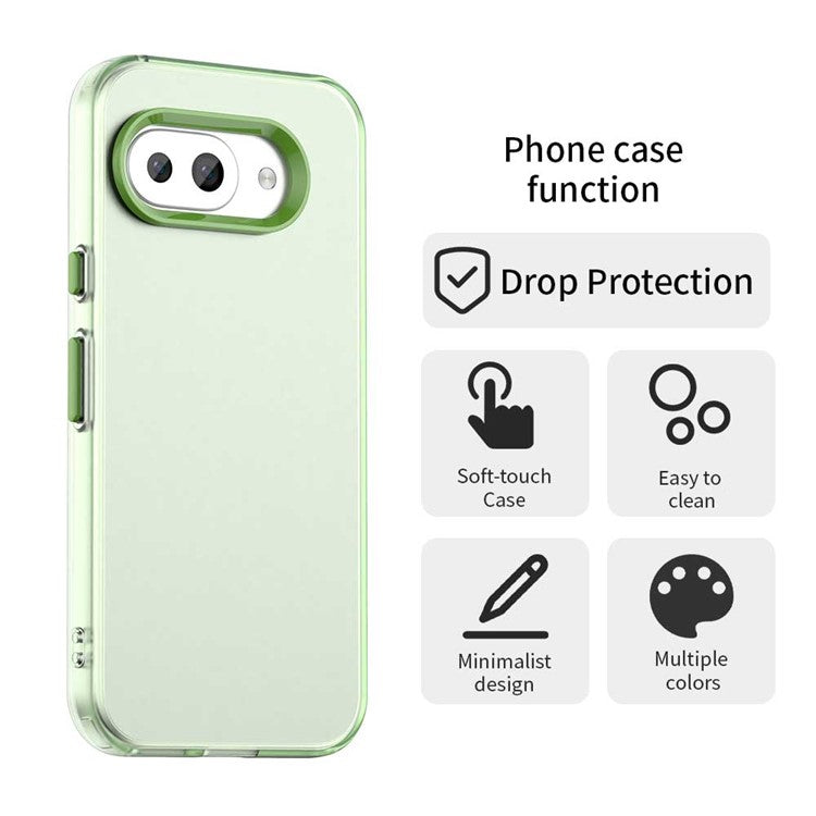 For Google Pixel 9a Case PC+TPU+PET Matte Anti-Drop Phone Back Cover - Green