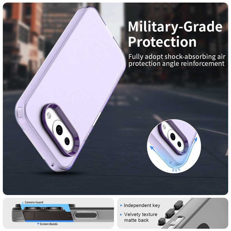 For Google Pixel 9a Case PC+TPU+PET Matte Anti-Drop Phone Back Cover - Purple