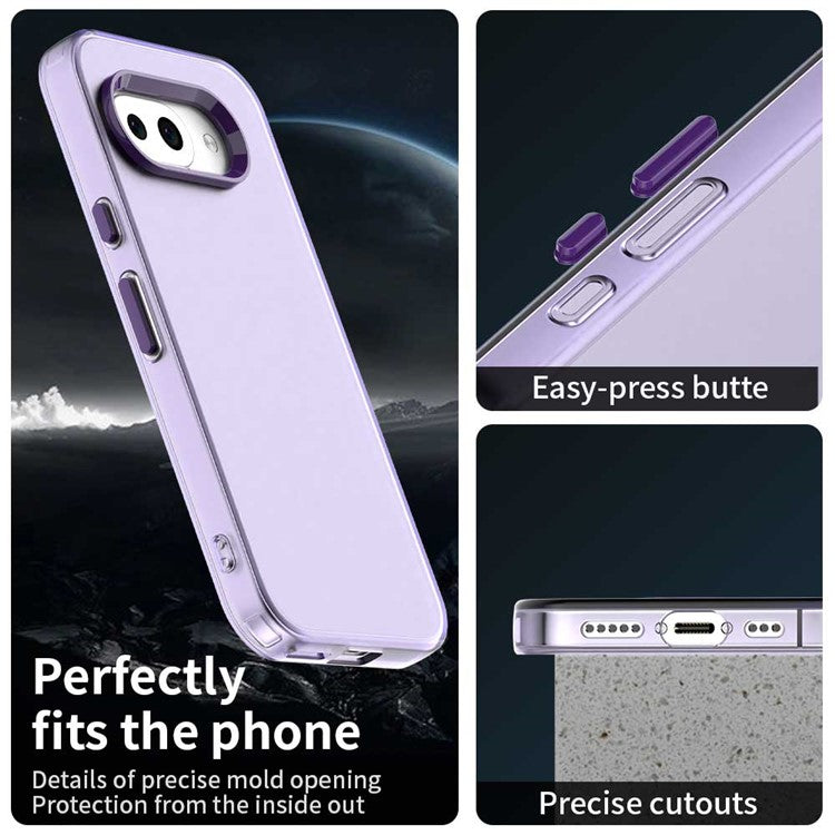 For Google Pixel 9a Case PC+TPU+PET Matte Anti-Drop Phone Back Cover - Purple