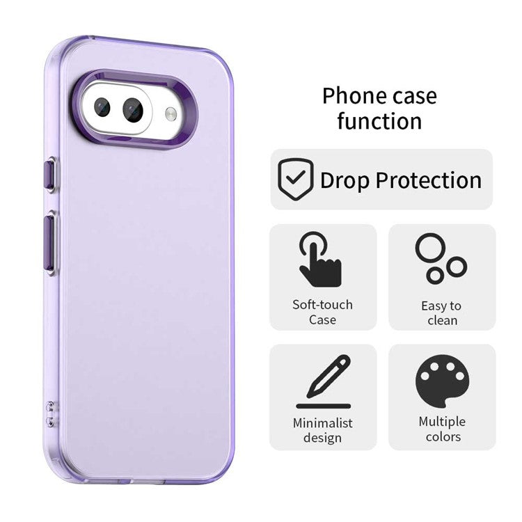 For Google Pixel 9a Case PC+TPU+PET Matte Anti-Drop Phone Back Cover - Purple