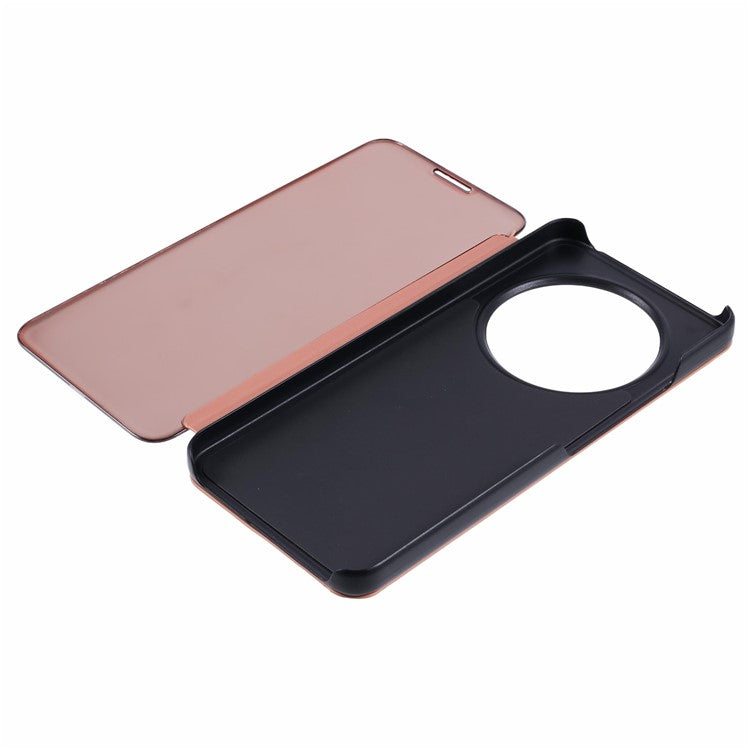 Leather Case for Xiaomi Poco C75 4G / Redmi 14R 5G / 14C 4G View Window Stand Flip Phone Cover - Rose Gold