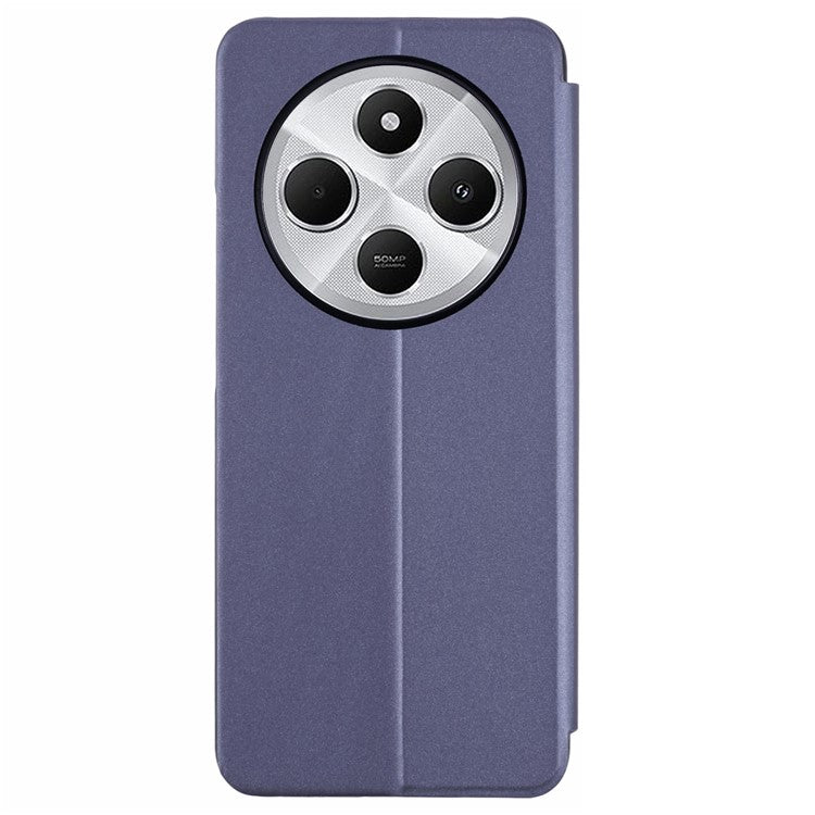 Leather Case for Xiaomi Poco C75 4G / Redmi 14R 5G / 14C 4G View Window Stand Flip Phone Cover - Purple  /  Blue