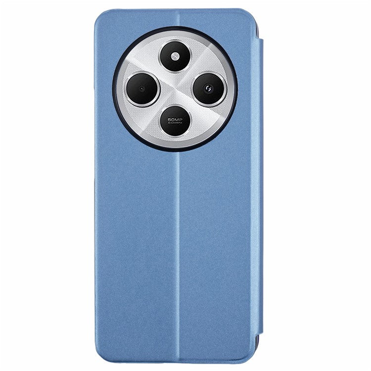 Leather Case for Xiaomi Poco C75 4G / Redmi 14R 5G / 14C 4G View Window Stand Flip Phone Cover - Blue