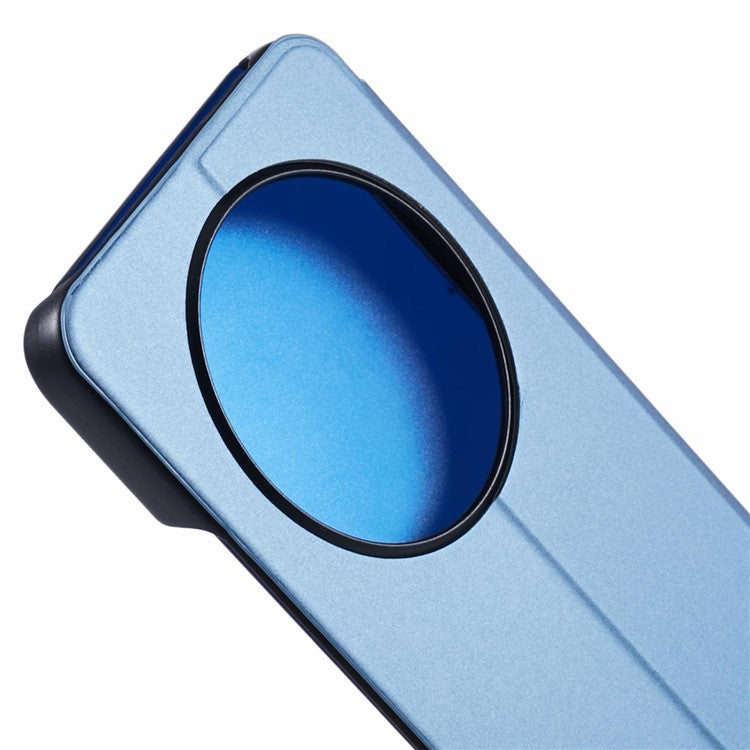 Leather Case for Xiaomi Poco C75 4G / Redmi 14R 5G / 14C 4G View Window Stand Flip Phone Cover - Blue