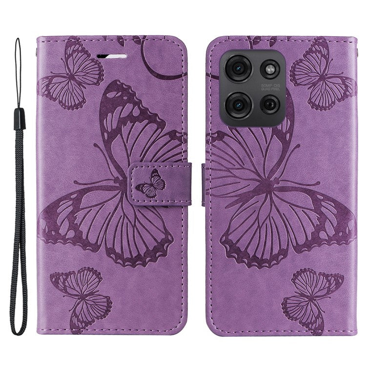 For Motorola Moto G75 5G Case Butterfly Leather Phone Cover - Light Purple