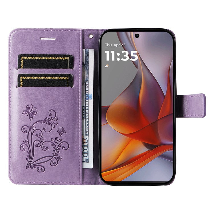 For Motorola Moto G75 5G Case Butterfly Leather Phone Cover - Light Purple