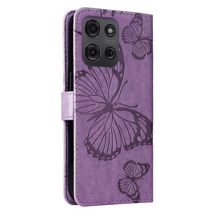 For Motorola Moto G75 5G Case Butterfly Leather Phone Cover - Light Purple