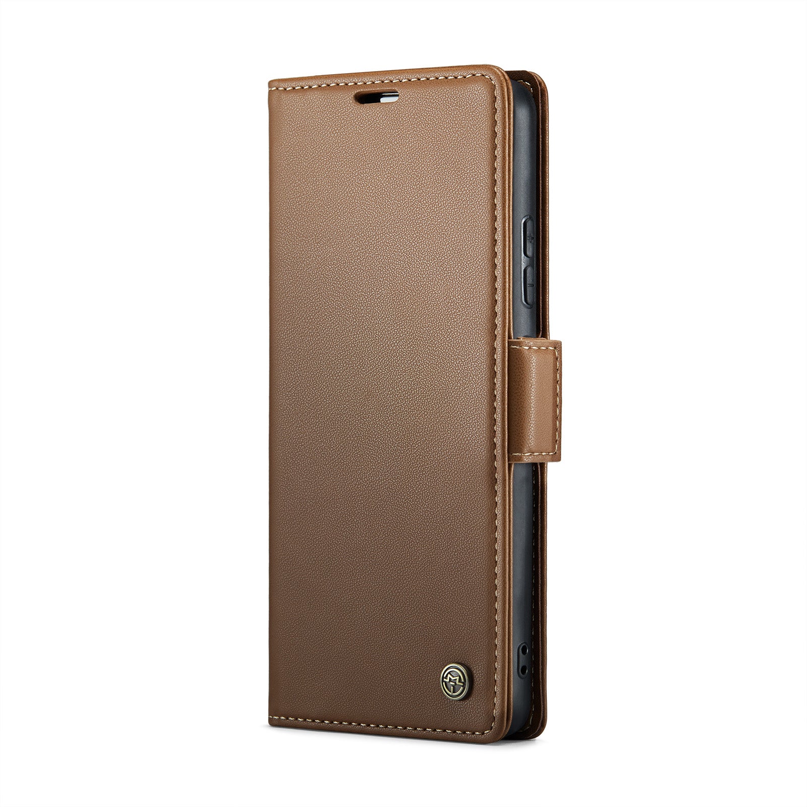 For Xiaomi Redmi Note 14 5G Case CASEME 023 Series RFID Blocking Leather Wallet Stand Phone Cover - Brown