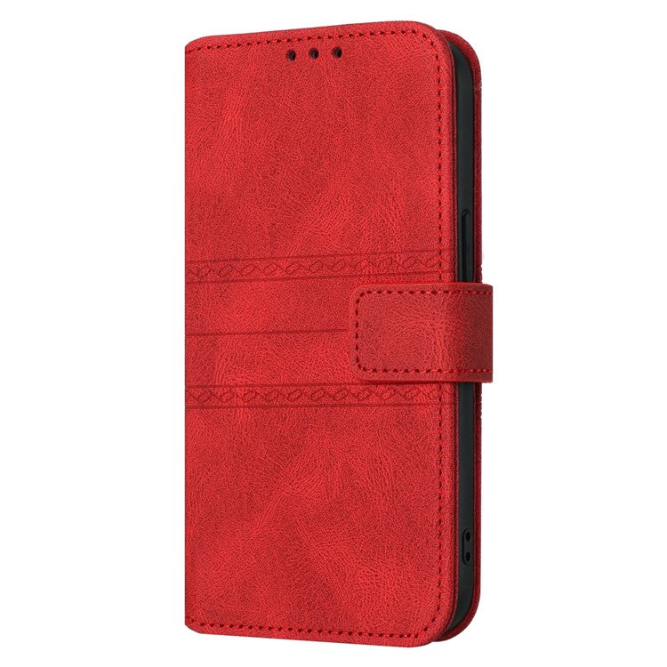 For Google Pixel 9a Case Wallet Skin-Touch Leather Imprinted Phone Cover - Red