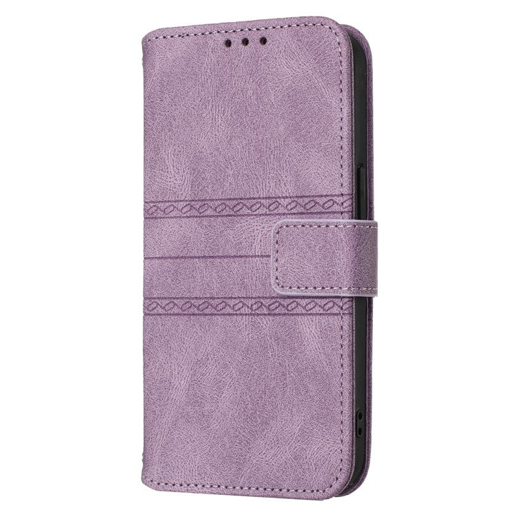 For Google Pixel 9a Case Wallet Skin-Touch Leather Imprinted Phone Cover - Purple