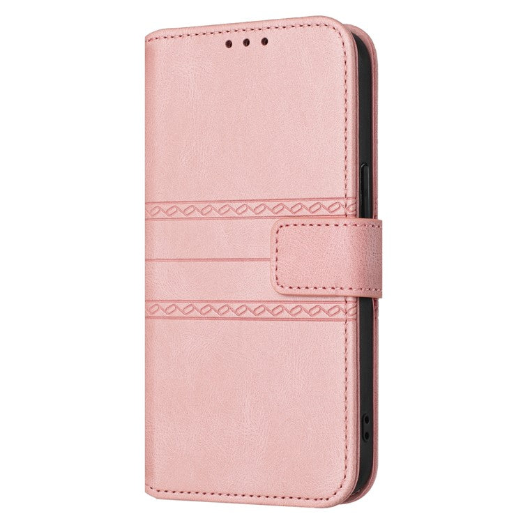 For Google Pixel 9a Case Wallet Skin-Touch Leather Imprinted Phone Cover - Pink