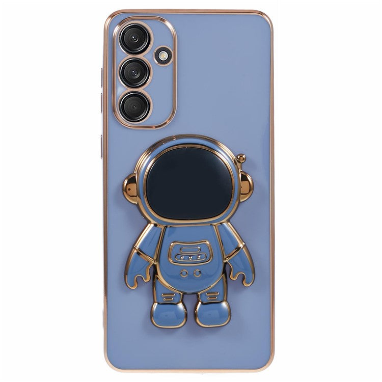 For Samsung Galaxy A35 5G Case Electroplating Soft TPU Phone Cover Astronaut Hidden Kickstand - Grey