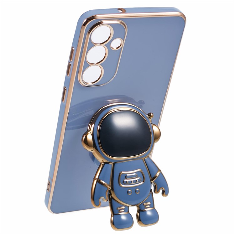 For Samsung Galaxy A35 5G Case Electroplating Soft TPU Phone Cover Astronaut Hidden Kickstand - Grey