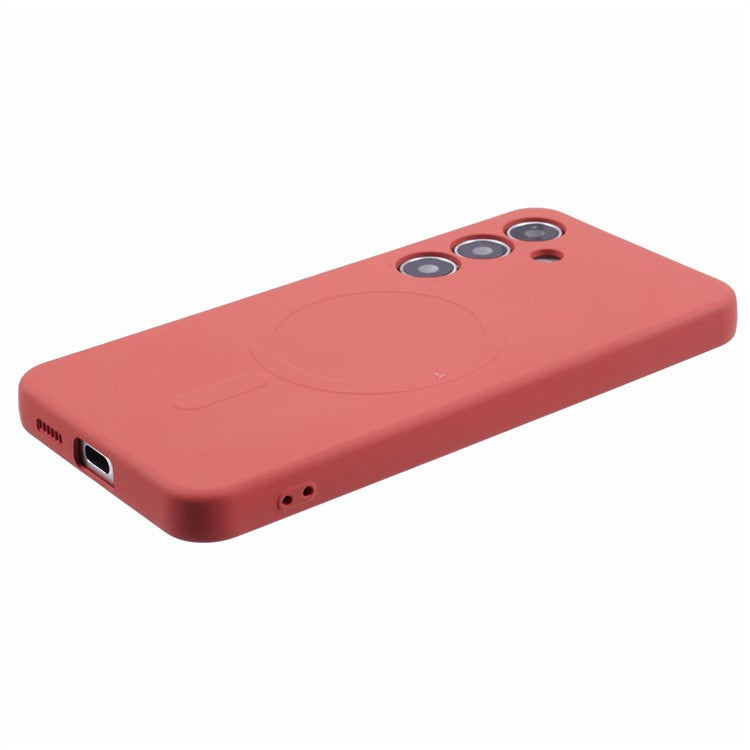 For Samsung Galaxy S25 Case Compatible with MagSafe Shockproof TPU Phone Cover - Camellia Red