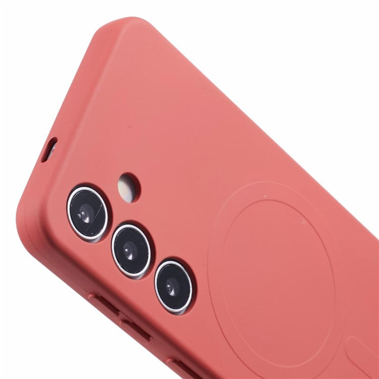 For Samsung Galaxy S25 Case Compatible with MagSafe Shockproof TPU Phone Cover - Camellia Red