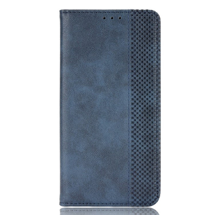 For vivo Y19s 4G Leather Case Wallet Stand Retro Texture Phone Cover - Blue