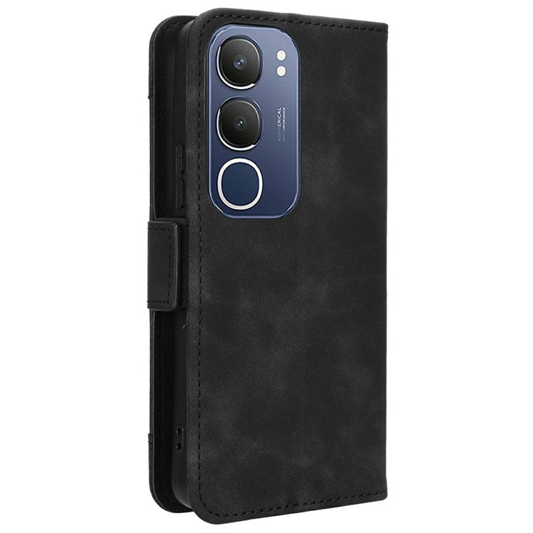 For vivo Y19s 4G Leather Case Phone Wallet Cover with Multiple Card Slots - Black