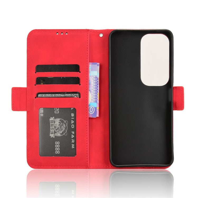 For vivo Y19s 4G Leather Case Phone Wallet Cover with Multiple Card Slots - Red