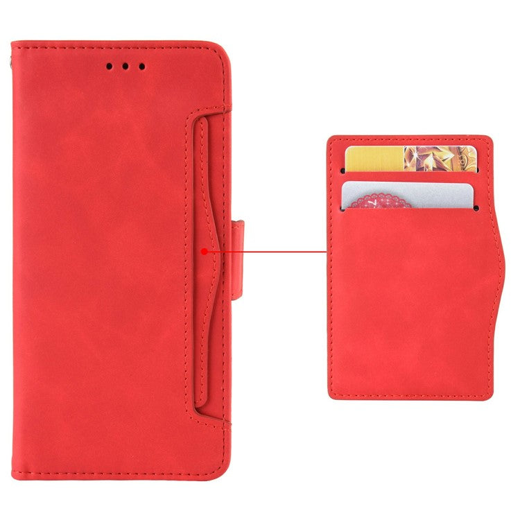 For vivo Y19s 4G Leather Case Phone Wallet Cover with Multiple Card Slots - Red