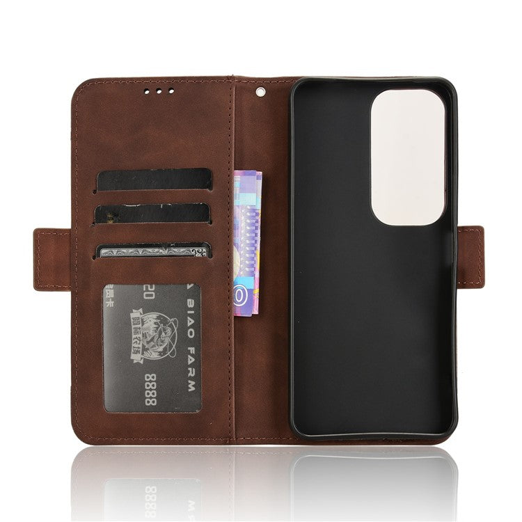 For vivo Y19s 4G Leather Case Phone Wallet Cover with Multiple Card Slots - Brown