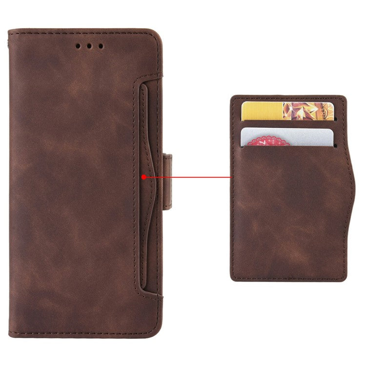 For vivo Y19s 4G Leather Case Phone Wallet Cover with Multiple Card Slots - Brown