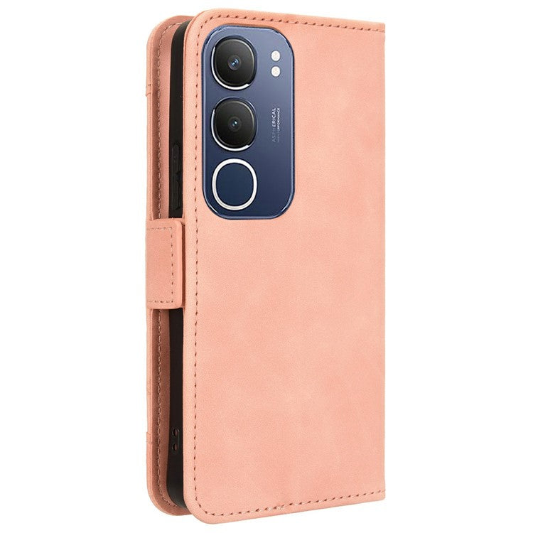 For vivo Y19s 4G Leather Case Phone Wallet Cover with Multiple Card Slots - Pink