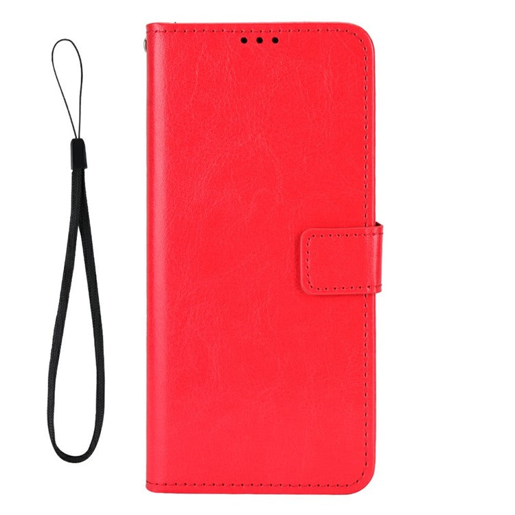 For vivo Y19s 4G Case Crazy Horse Texture PU Leather Phone Wallet Cover - Red