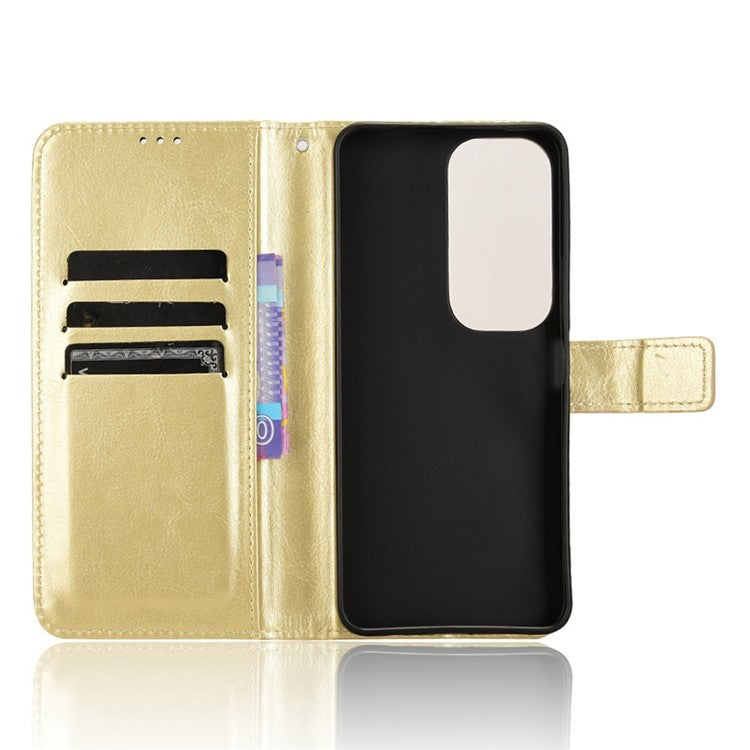 For vivo Y19s 4G Case Crazy Horse Texture PU Leather Phone Wallet Cover - Gold