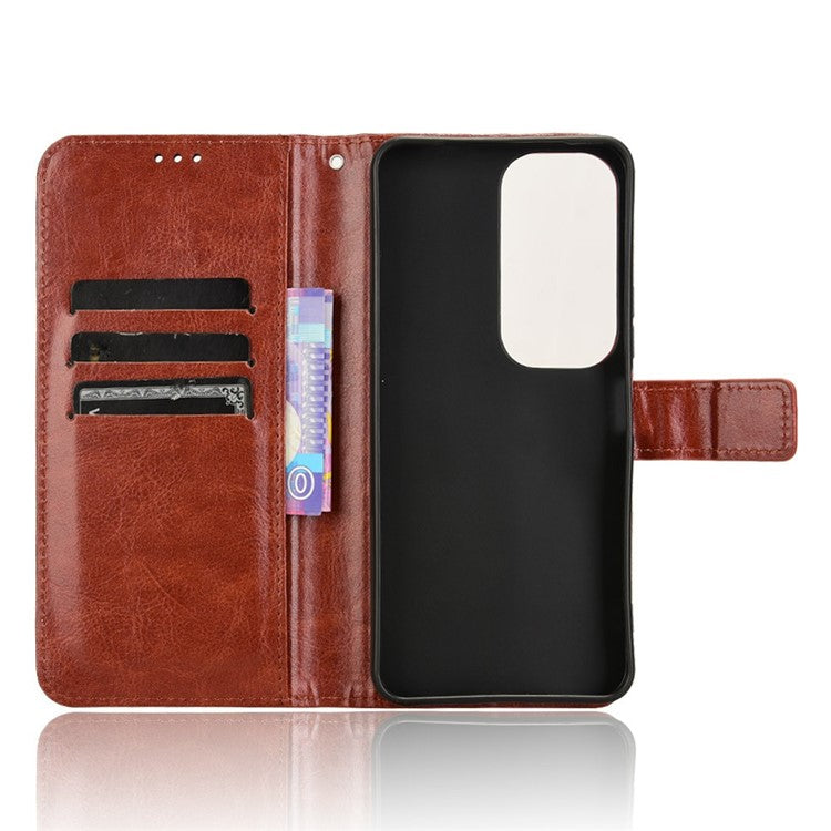 For vivo Y19s 4G Case Crazy Horse Texture PU Leather Phone Wallet Cover - Brown