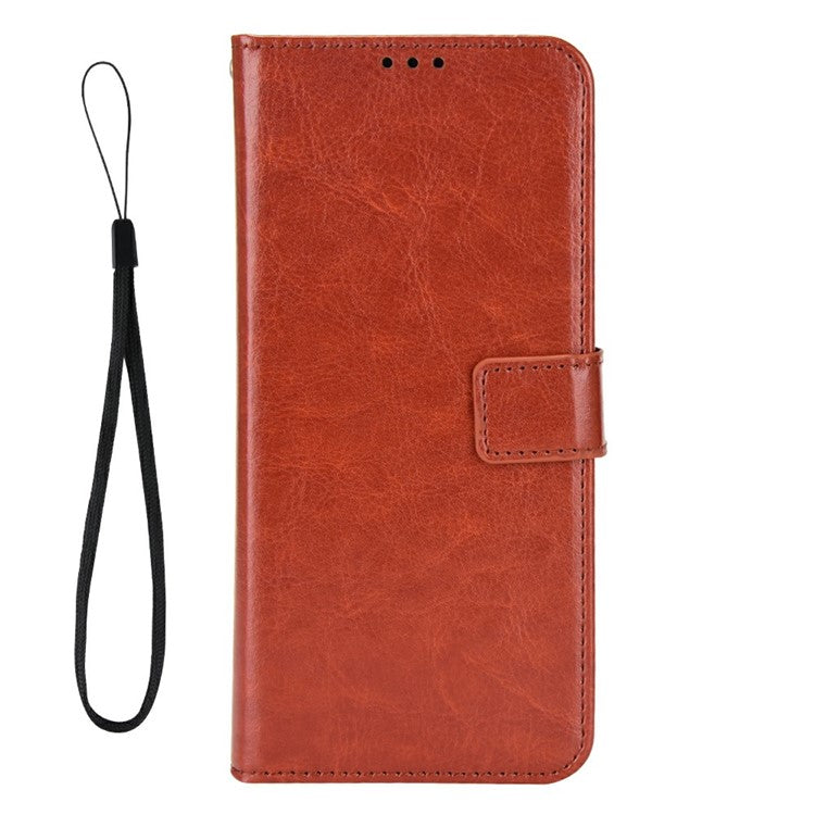 For vivo Y19s 4G Case Crazy Horse Texture PU Leather Phone Wallet Cover - Brown