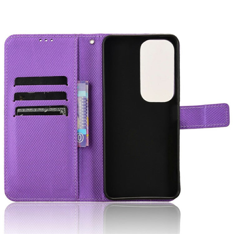 For vivo Y19s 4G Case PU Leather Diamond Texture Wallet Phone Cover - Purple