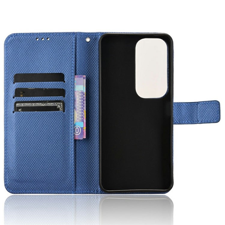 For vivo Y19s 4G Case PU Leather Diamond Texture Wallet Phone Cover - Blue