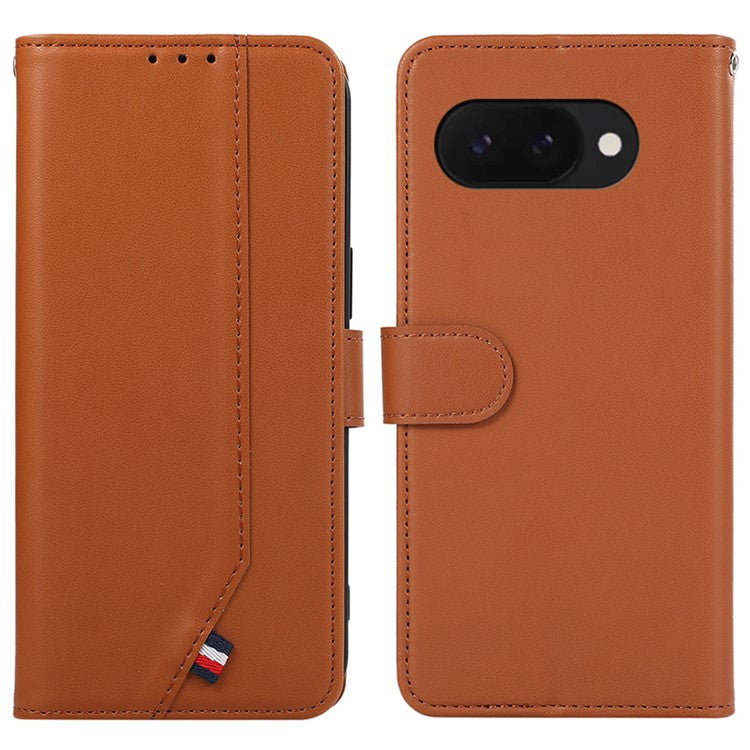 For Google Pixel 9a Case RFID Blocking Flip Leather Phone Cover - Brown