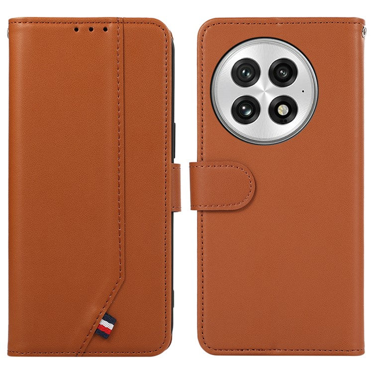 For OnePlus 13 Case RFID Blocking Flip Leather Phone Cover - Brown