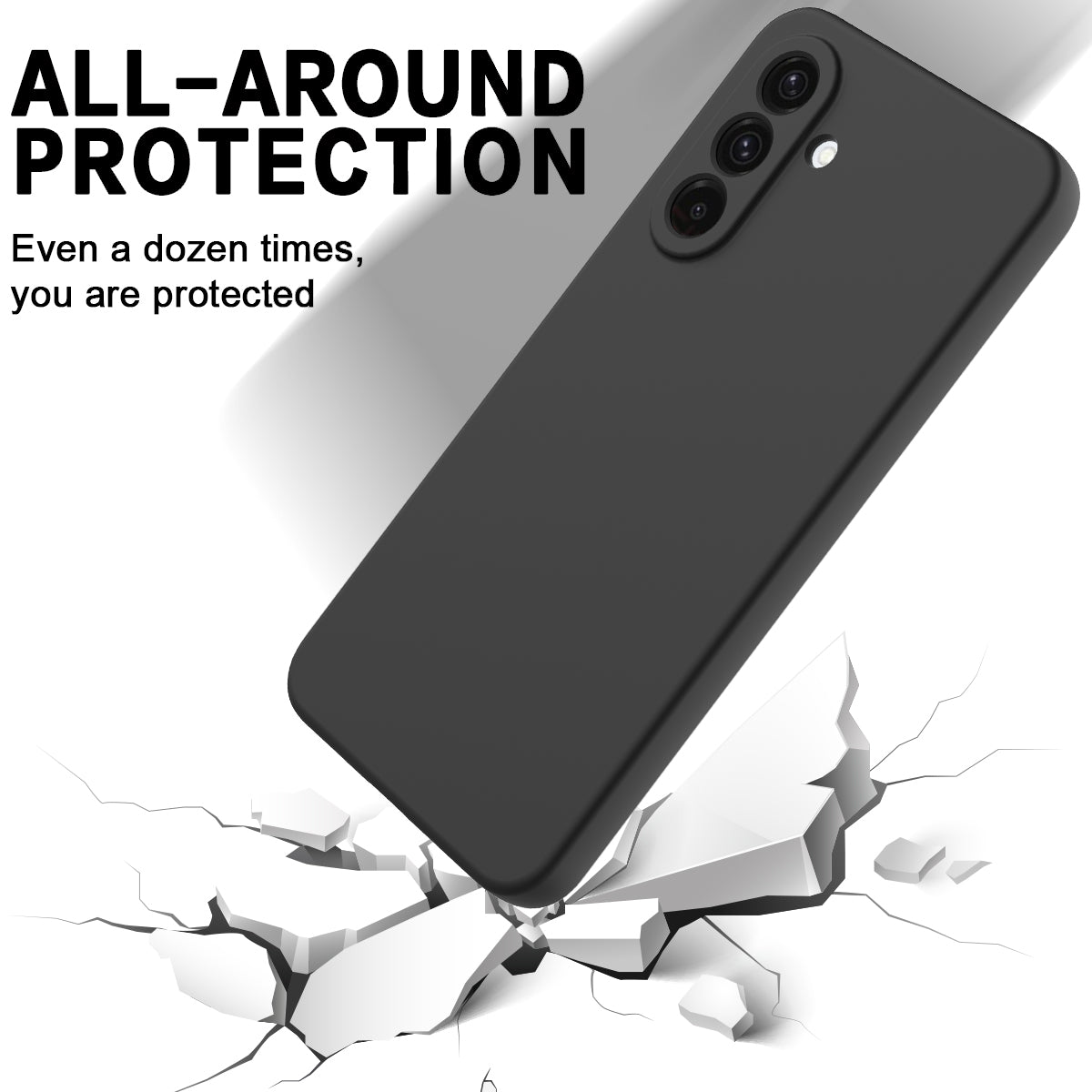 For Samsung Galaxy A36 5G Case Liquid Silicone Phone Back Cover with Hand Strap - Black