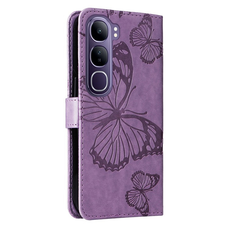 For vivo V40 Lite (Indonesia) 5G / V40 Lite (Indonesia) 4G Case Butterfly Leather Phone Cover - Light Purple