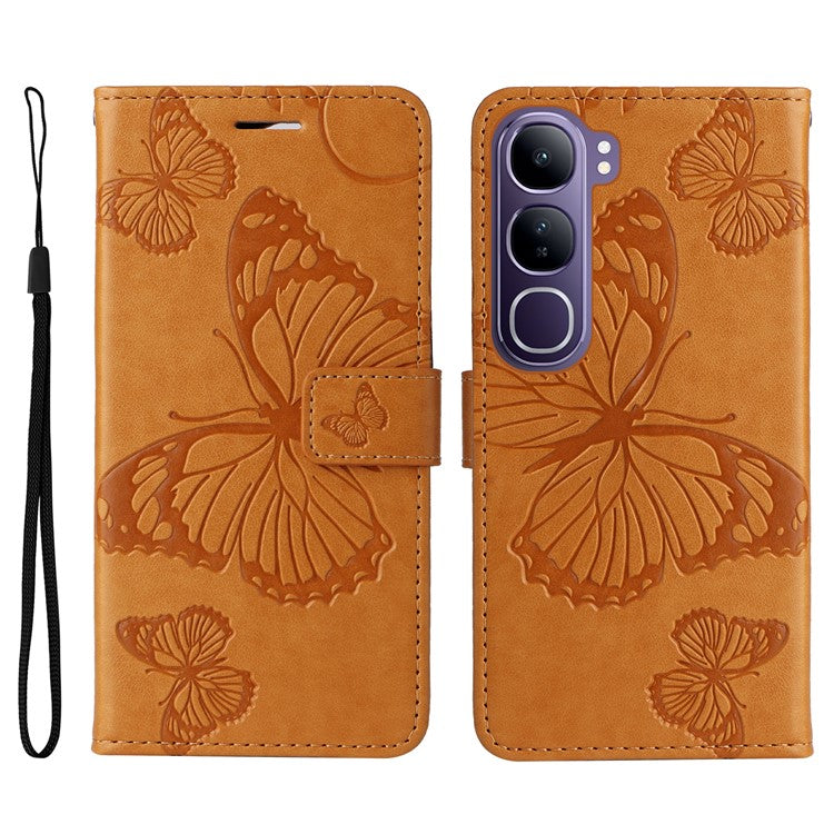 For vivo V40 Lite (Indonesia) 5G / V40 Lite (Indonesia) 4G Case Butterfly Leather Phone Cover - Yellow