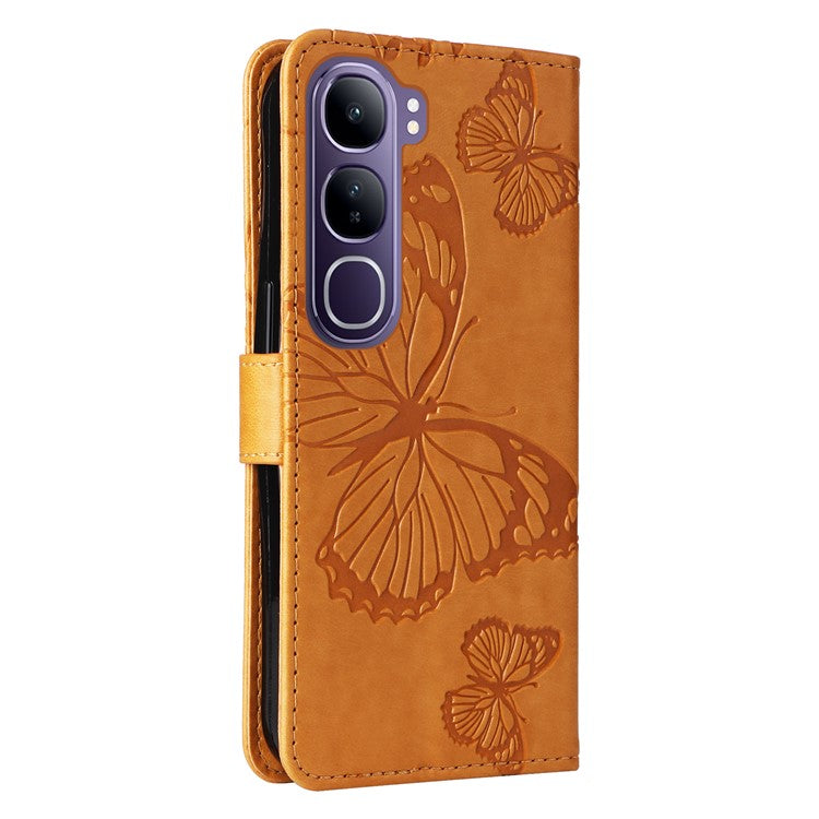 For vivo V40 Lite (Indonesia) 5G / V40 Lite (Indonesia) 4G Case Butterfly Leather Phone Cover - Yellow