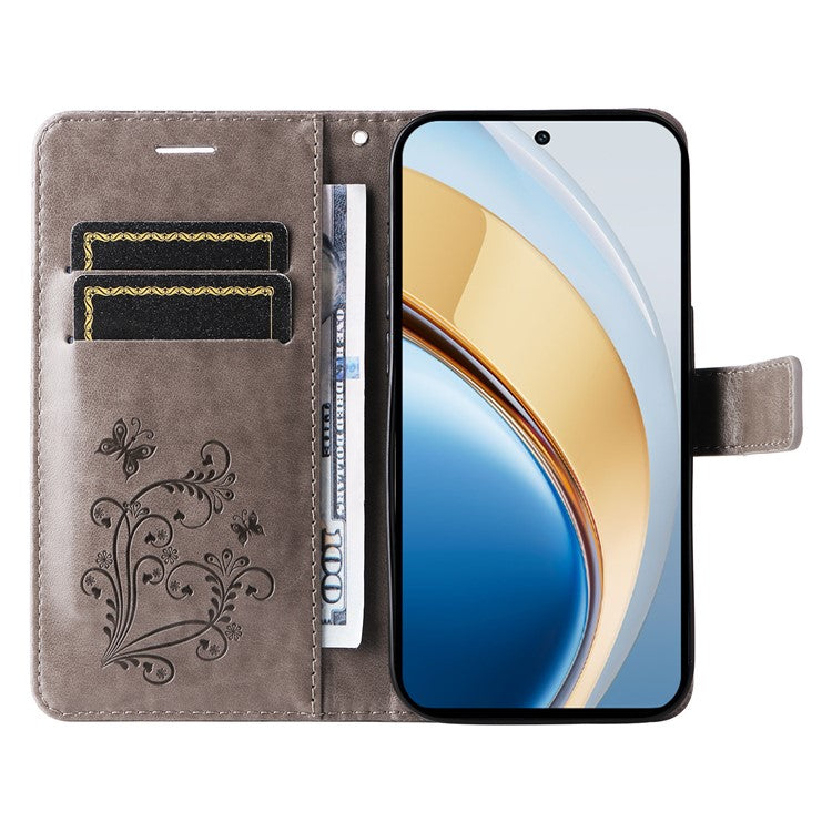 For vivo V40 Lite (Indonesia) 5G / V40 Lite (Indonesia) 4G Case Butterfly Leather Phone Cover - Grey