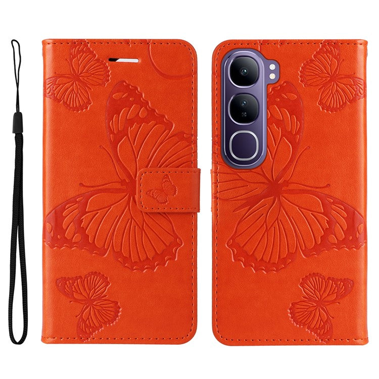 For vivo V40 Lite (Indonesia) 5G / V40 Lite (Indonesia) 4G Case Butterfly Leather Phone Cover - Orange