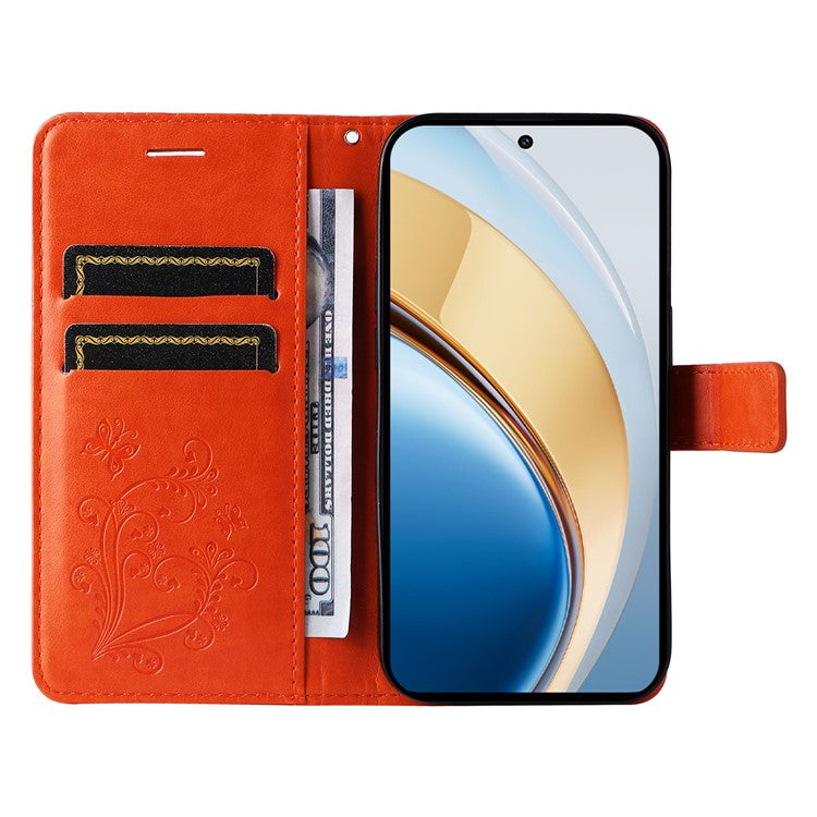 For vivo V40 Lite (Indonesia) 5G / V40 Lite (Indonesia) 4G Case Butterfly Leather Phone Cover - Orange