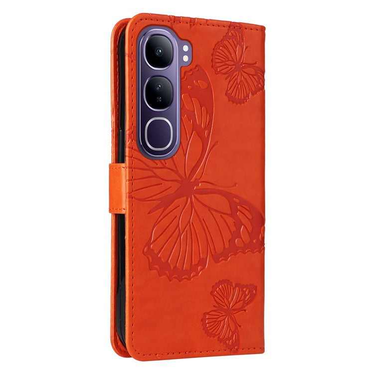 For vivo V40 Lite (Indonesia) 5G / V40 Lite (Indonesia) 4G Case Butterfly Leather Phone Cover - Orange