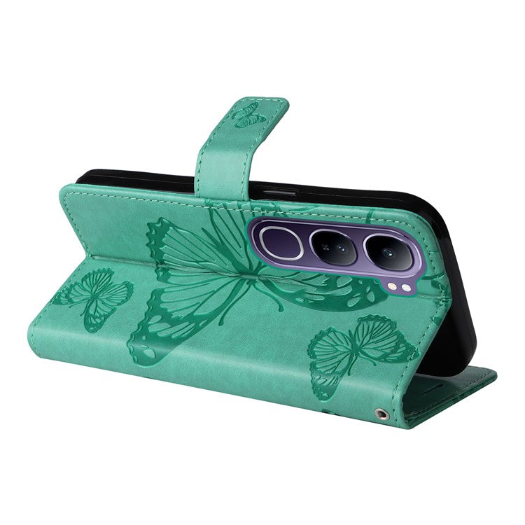 For vivo V40 Lite (Indonesia) 5G / V40 Lite (Indonesia) 4G Case Butterfly Leather Phone Cover - Green