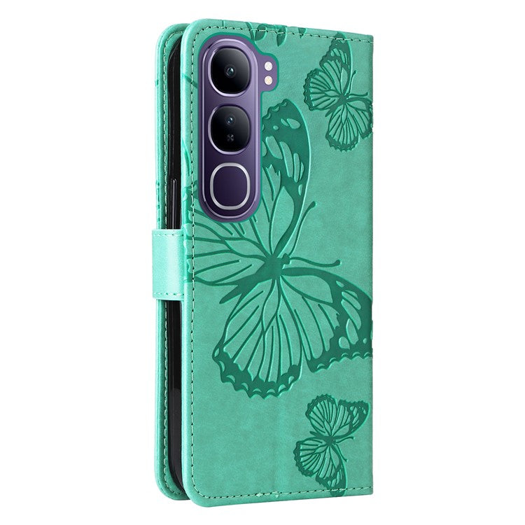 For vivo V40 Lite (Indonesia) 5G / V40 Lite (Indonesia) 4G Case Butterfly Leather Phone Cover - Green