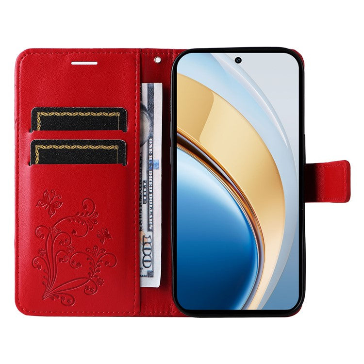 For vivo V40 Lite (Indonesia) 5G / V40 Lite (Indonesia) 4G Case Butterfly Leather Phone Cover - Red