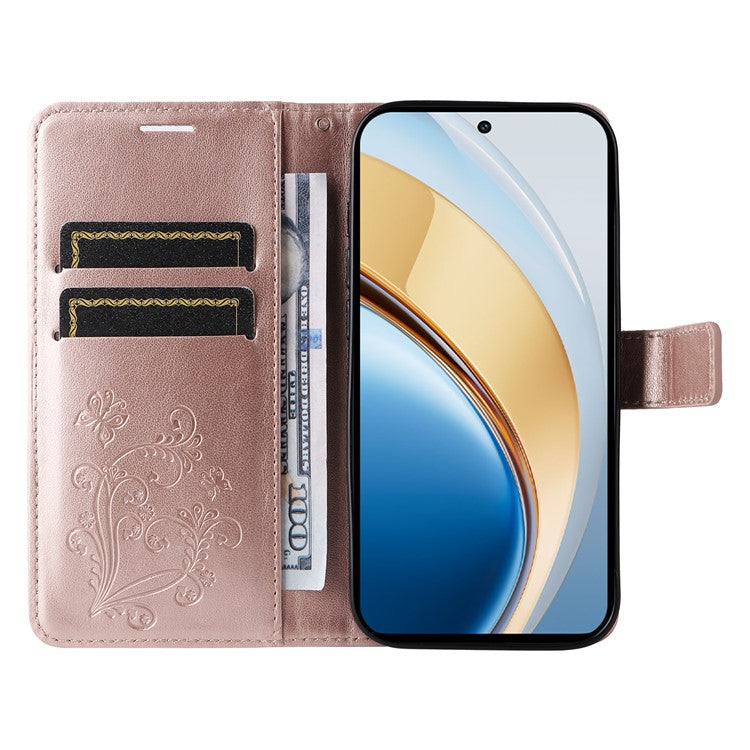 For vivo V40 Lite (Indonesia) 5G / V40 Lite (Indonesia) 4G Case Butterfly Leather Phone Cover - Rose Gold