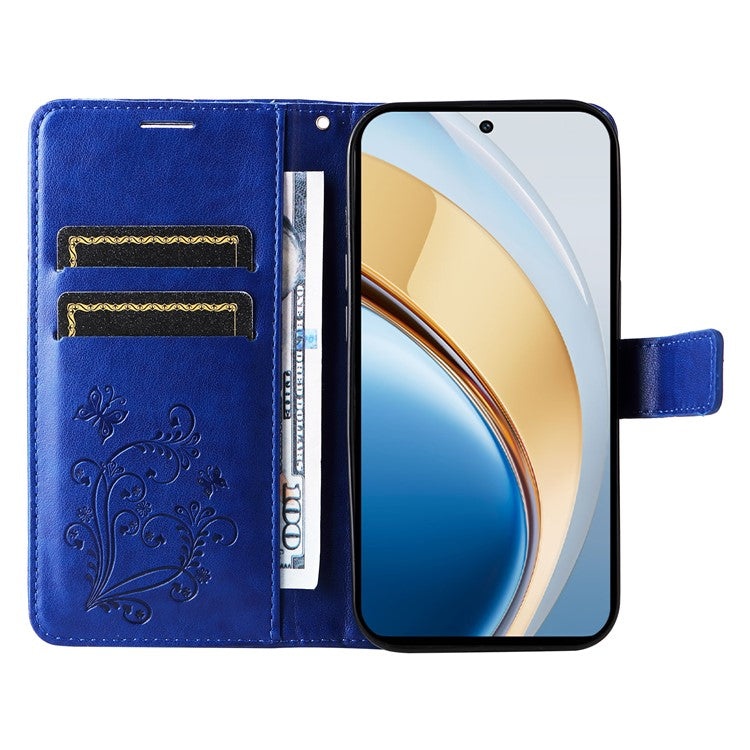 For vivo V40 Lite (Indonesia) 5G / V40 Lite (Indonesia) 4G Case Butterfly Leather Phone Cover - Blue