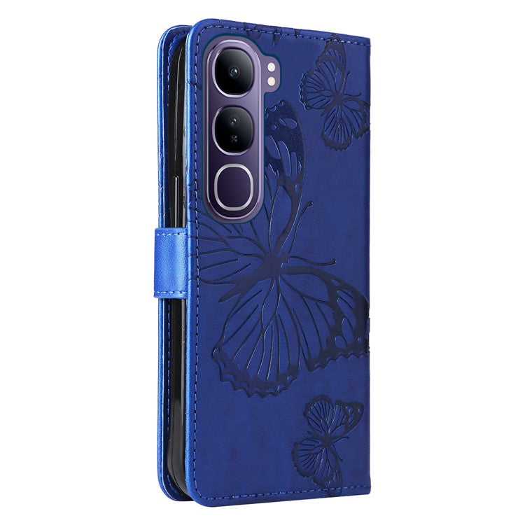 For vivo V40 Lite (Indonesia) 5G / V40 Lite (Indonesia) 4G Case Butterfly Leather Phone Cover - Blue