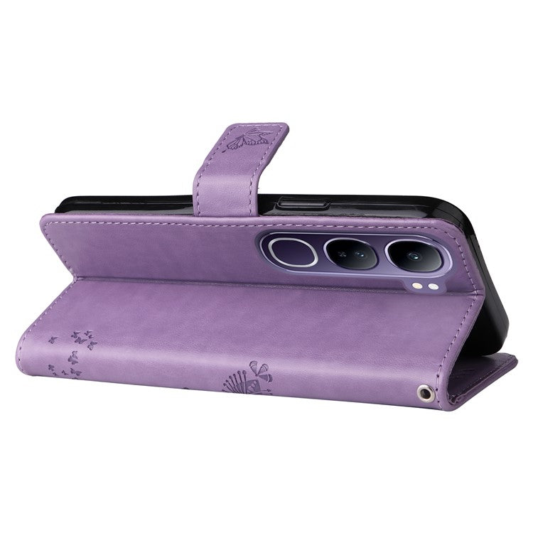 For vivo V40 Lite (Indonesia) 5G / V40 Lite (Indonesia) 4G Case Cat Tree Pattern Flip Leather Phone Cover - Light Purple